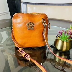 PRATESI Firenze Leather Crossbody Bag Color-Bruce 100% Authentic Made In Italy